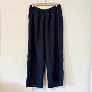 Flax Black Linen Cropped Pants size Large